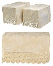 Load image into Gallery viewer, Jacquard Macrame Square Arm Caps or Chair Back with Floral Lace Trim (Cream)