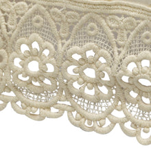 Load image into Gallery viewer, Jacquard Macrame Square Arm Caps with Floral Lace Trim (Cream)