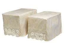 Load image into Gallery viewer, Jacquard Macrame Square Arm Caps or Chair Back with Floral Lace Trim (Cream)