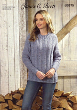 Load image into Gallery viewer, James Brett Aran Knitting Pattern Ladies Sweater (JB575)