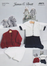 Load image into Gallery viewer, James Brett Double Knitting Pattern Babies Romper, Cardigan &amp; Shorts (JB873)