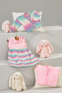 James Brett Double Knitting Pattern - Baby Dress,Cardigan & Waistcoat (JB882)