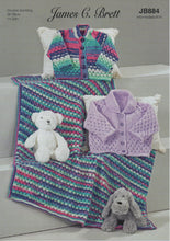 Load image into Gallery viewer, James Brett DK Knitting Pattern – Baby Cardigans &amp; Blanket (JB884)