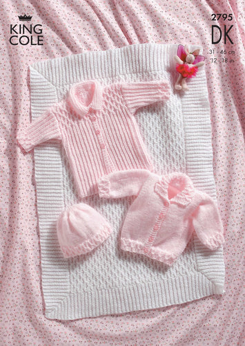 King Cole 2795 Kitting Pattern Double Knit Pram Cover, Coat, Jacket and Hat