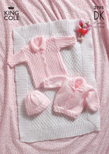 Load image into Gallery viewer, King Cole 2795 Kitting Pattern Double Knit Pram Cover, Coat, Jacket and Hat