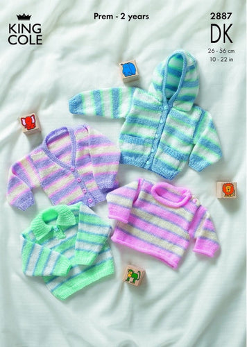 King Cole 2887 Kitting Pattern Double Knit Jacket, Sweaters and Cardigans
