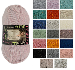 King Cole Fashion Aran Acrylic & Wool Knitting Yarn 400g Ball (Various Shades)