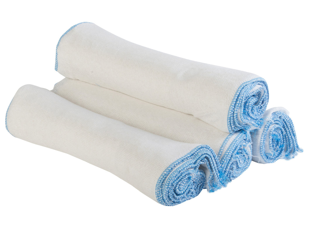 Durable & Absorbent Knitted White Dishcloth with Blue Edge (Various Quantities)