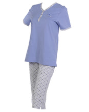 Load image into Gallery viewer, Ladies 100% Cotton &#39;Summer&#39; Polka Dot Pyjamas S - L (Blue or Pink)
