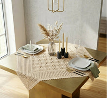 Load image into Gallery viewer, Crochet Lace Tablecloth 36" Square 100% Cotton Traditional Table Topper (White or Natural)