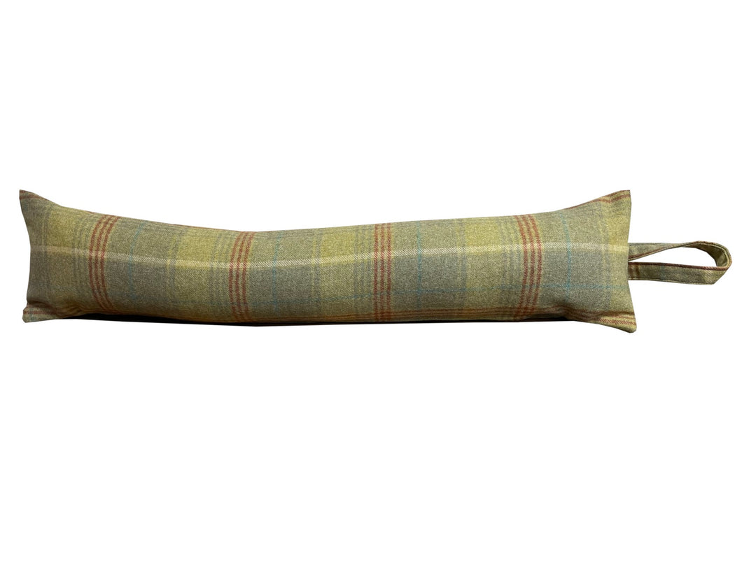 Green Blue & Red Check Wool Draught Excluder (2 Sizes)