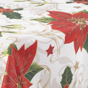 Holly Poinsettia Christmas Table Cloth (2 Sizes)