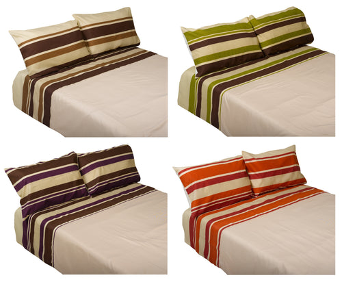 Striped Quilt Cover & Two Pillow Case Set (4 Colours)