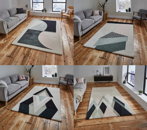 Michelle Collins 100% Wool Geometric Abstract Designer Rugs (Various Designs)