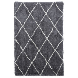 Morocco Diamond Design Shaggy Pile Rug Super Soft Hand Tufted Microfibre Acrylic Mat (4 Colours)