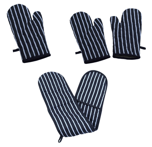 Striped Double Oven Glove or Gauntlet (Navy)