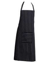 Load image into Gallery viewer, Navy Butchers Striped Polyester Apron With Pocket (Pack of 1 or 5)