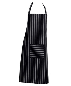 Navy Butchers Striped Polyester Apron With Pocket (Pack of 1 or 5)