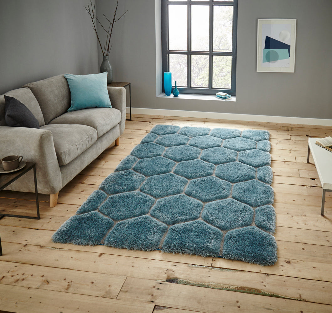 Noble House 3D Honeycomb / Hexagon Design Shaggy Rug (Various Colours)