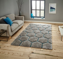 Load image into Gallery viewer, Noble House 3D Honeycomb / Hexagon Design Shaggy Rug (Various Colours)