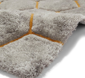 Noble House 3D Honeycomb / Hexagon Design Shaggy Rug (Various Colours)