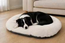 Load image into Gallery viewer, Gor Pets Suede &amp; Faux Fur Nordic Oval Cushion (Brown or Grey)