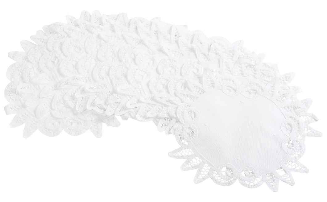Pack of Handmade Batten Lace Doilies - White (6