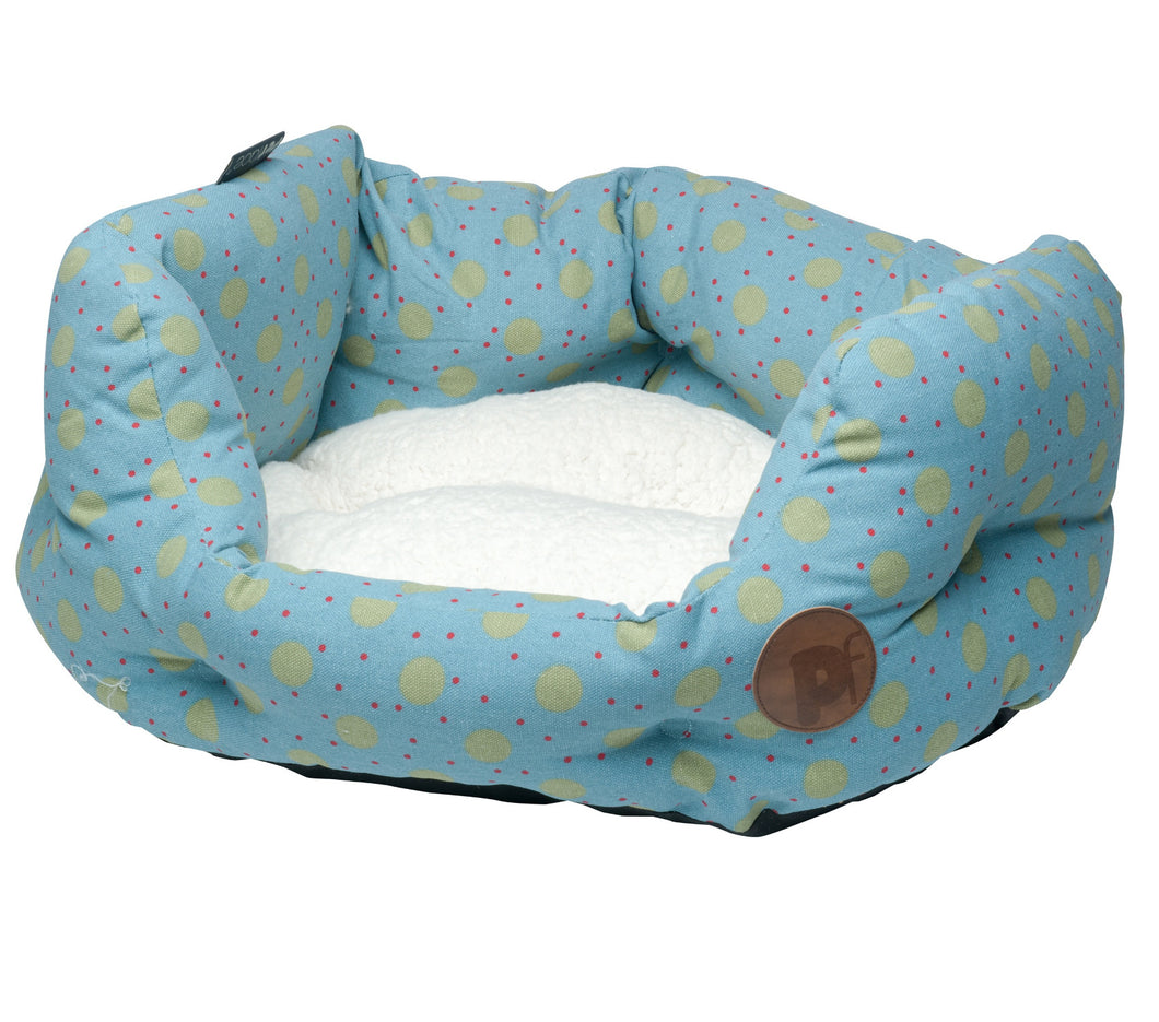 Petface Marine Spot Oval Bed with Faux Sheepskin Cushion (Various Sizes)