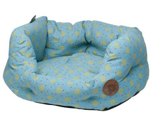 Load image into Gallery viewer, Petface Marine Spot Oval Bed with Faux Sheepskin Cushion (Various Sizes)