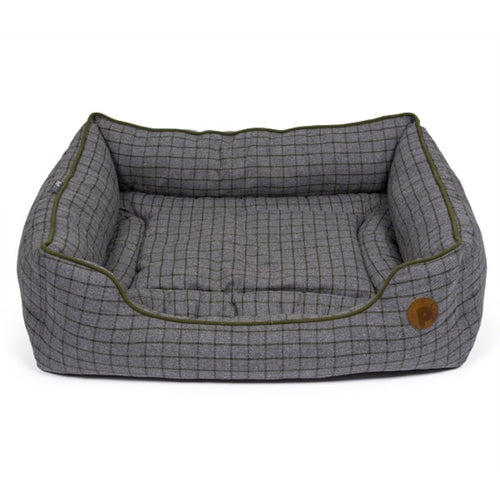 Petface Moss Green & Grey Check Square Bed (3 Sizes)