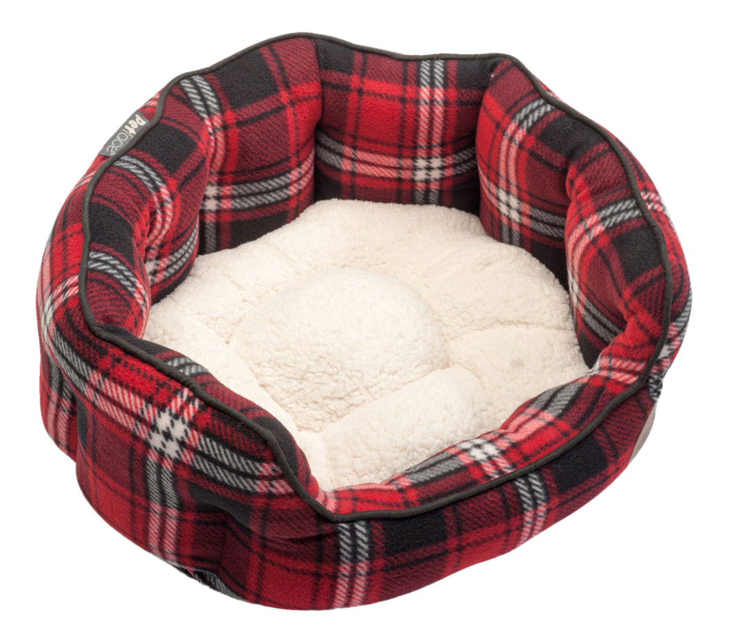 Petface Red Tartan Check Oval Bed (Various Sizes)