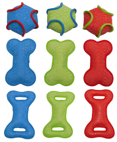 Petface Tough Textured Toys - Ball Bone or Tugger (3 Colours)