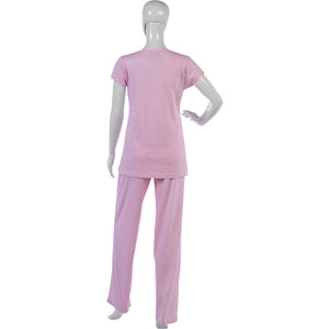 Ladies Combed Cotton Polka Dot Pyjamas S - XL (Aqua or Pink)