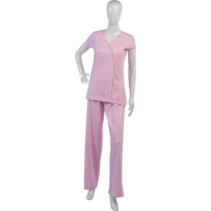 Ladies Combed Cotton Polka Dot Pyjamas S - XL (Aqua or Pink)