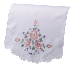 Printed Flower Square Arm Caps or Chair Back (Coral Pink)