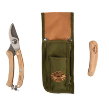 Load image into Gallery viewer, Garden Pruning Set With Stainless Steel Tools &amp; Belt Pouch (Khaki &amp; Brown)