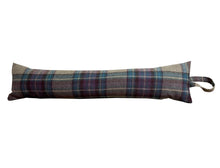 Load image into Gallery viewer, Purple Blue &amp; Grey Check Wool Draught Excluder 3ft