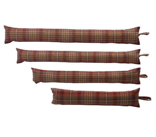 Red Check Upholstery Fabric Draught Excluder (4 Sizes)