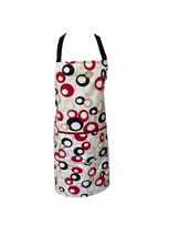 Load image into Gallery viewer, 100% Cotton Bib Apron with Large Pocket 60cm x 80cm (Red, Black &amp; Beige Circles)