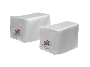 Traditional Pink Rose Arm Caps & Chair Backs Scalloped Trim