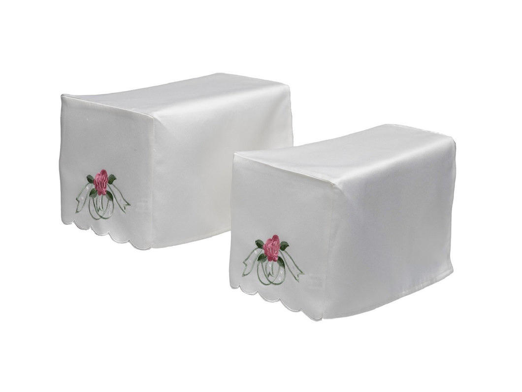 Traditional Pink Rose Arm Caps & Chair Backs Scalloped Trim