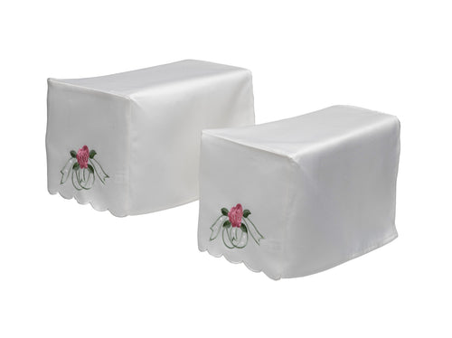 Traditional Pink Rose Arm Caps & Chair Backs Scalloped Trim