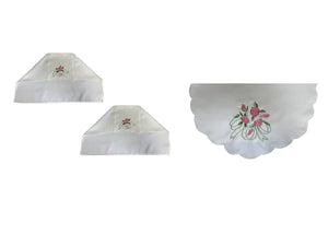 Traditional Pink Rose Arm Caps & Chair Backs Scalloped Trim