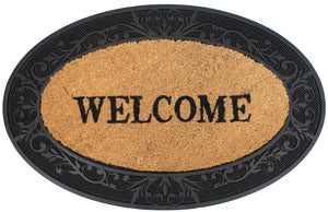 Hardwearing Coir Welcome Mat with Rubber Frame 75cm x 45cm (2 Shapes)