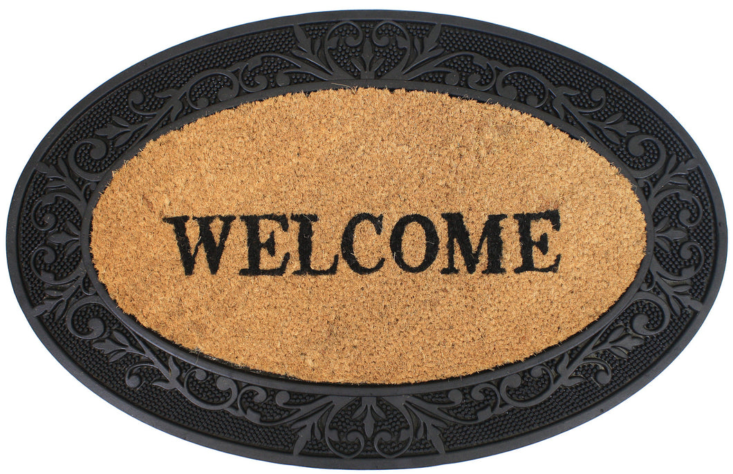 Hardwearing Coir Welcome Mat with Rubber Frame 75cm x 45cm (2 Shapes)