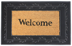 Hardwearing Coir Welcome Mat with Rubber Frame 75cm x 45cm (2 Shapes)