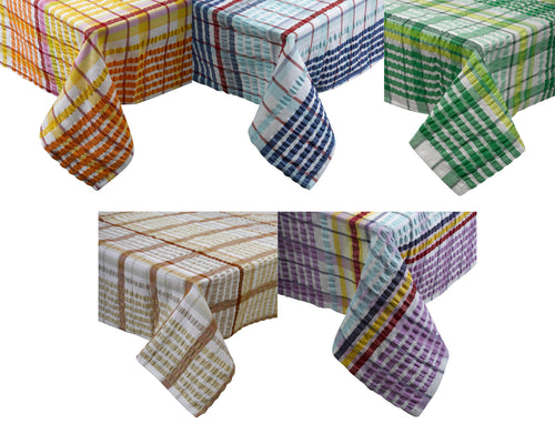 Seersucker 100% Cotton Bright Tablecloths (Various Colours & Sizes)