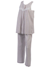 Load image into Gallery viewer, Ladies Seersucker Floral Lace Detail Pyjamas S - XL (Blue or Pink)