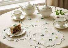 Load image into Gallery viewer, Pack of 4 Embroidered Shamrock Doilies (4 Sizes)