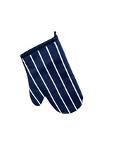 Load image into Gallery viewer, Navy &amp; White Stripe Butchers Quilted Cotton Oven Glove